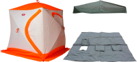 Зимняя палатка Медведь Куб 2 Люкс (1.8*1.8/1.8m) утеплённая (3-сл) + Пол (ткань Оксфорд 600D) + накидка
