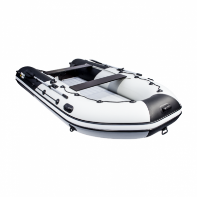 Лодка ПВХ Ривьера 3800 Килевое надувное дно "Комби" светло-серый/черный