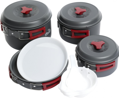 Набор посуды туристической Tramp на 4-5 персон из анодированного алюминия TRC-026