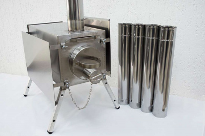 Печь Берег для палатки "Экономка" Средняя New (стационарные экраны - труба 80мм)