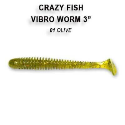 Силиконовая приманка Crazy Fish Vibro Worm 3" 11-75-1-6
