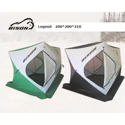 Палатка рыболовная Bison Legend (Куб 200см*200см*210см) бело/серая