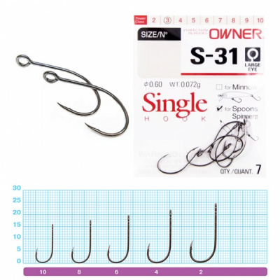 Крючок Owner Single Hook S-31 №1 4 шт.