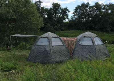 Летняя палатка-шатёр Лотос 5 Мансарда (360х320/205 см) + Внутренняя палатка + Пол влагозащитный + Стойки