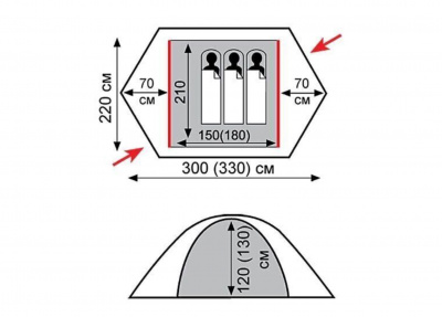 Палатка Экспедиционная Tramp Rock 3 Green (V2)