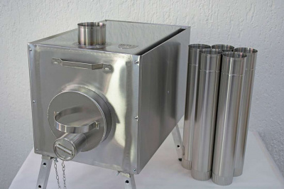 Печь Берег для палатки  "Экономка" Большая New (стационарные экраны - труба 80мм)