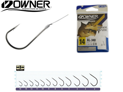 Крючок №12 Owner/C'ultiva RL-340 с поводком 70см c петлёй 0.12мм/1.5кг 10 шт