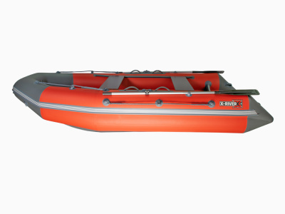 Надувная ПВХ лодка X-River Mark 370 НДНД (красный , дно серое ,серая фурнитура)
