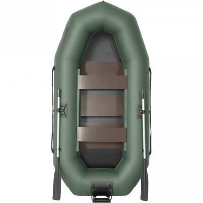 Лодка гребная под мотор Лоцман Профи С-260 МПРС зелёный (реечная слань, приставка под мотор)