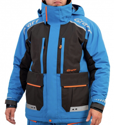 Костюм рыболовный Graff (поплавок -15°С) (215ОВ-3 черно-голубой) размер XL (176-182)