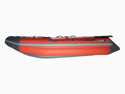 Надувная ПВХ лодка X-River Mark 370 НДНД (красный , дно серое ,серая фурнитура)