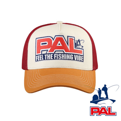 Бейсболка PAL Feel The Fishing Vibe 2023 бордова сетка - коричневый козырек