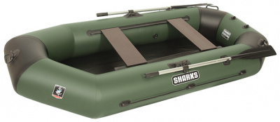 Лодка гребная под мотор Sharks S270 Люкс зелено/чёрный (пол-книжка)